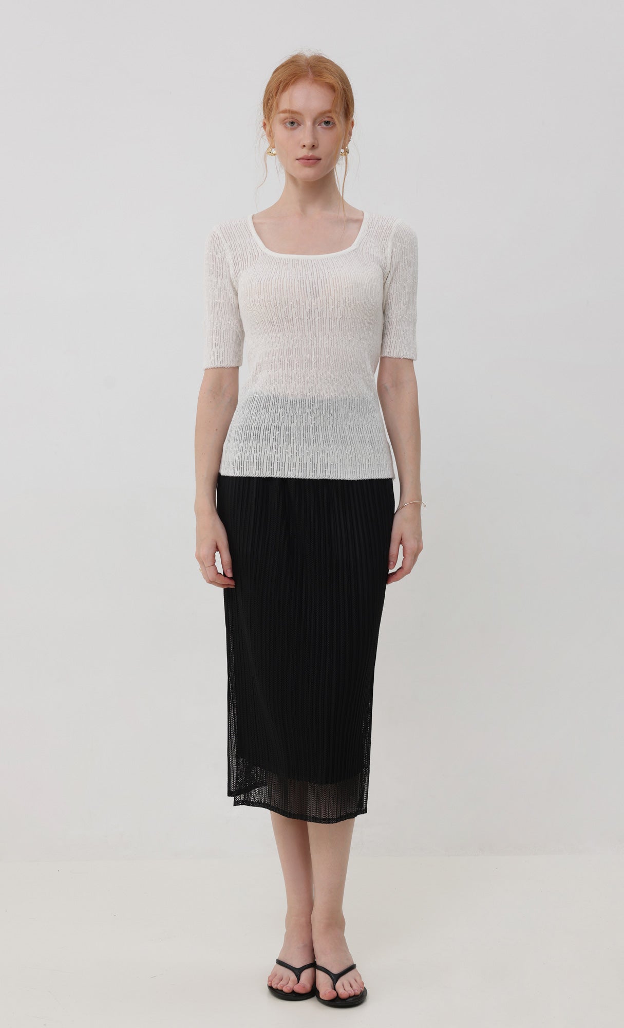 Airy pleated skirt _black