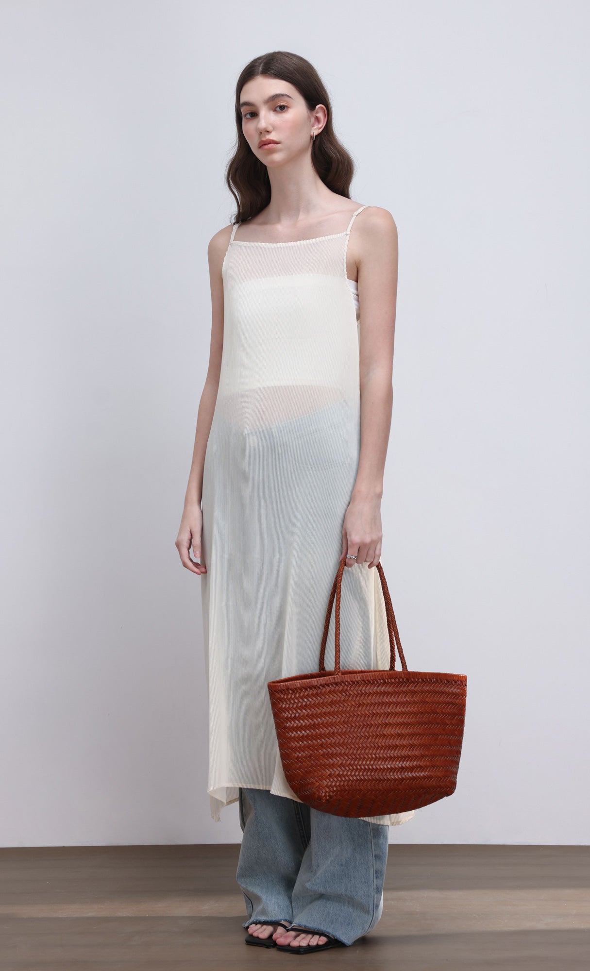 [Pouch SET] Kevin weaving leather shoulder bag_camel