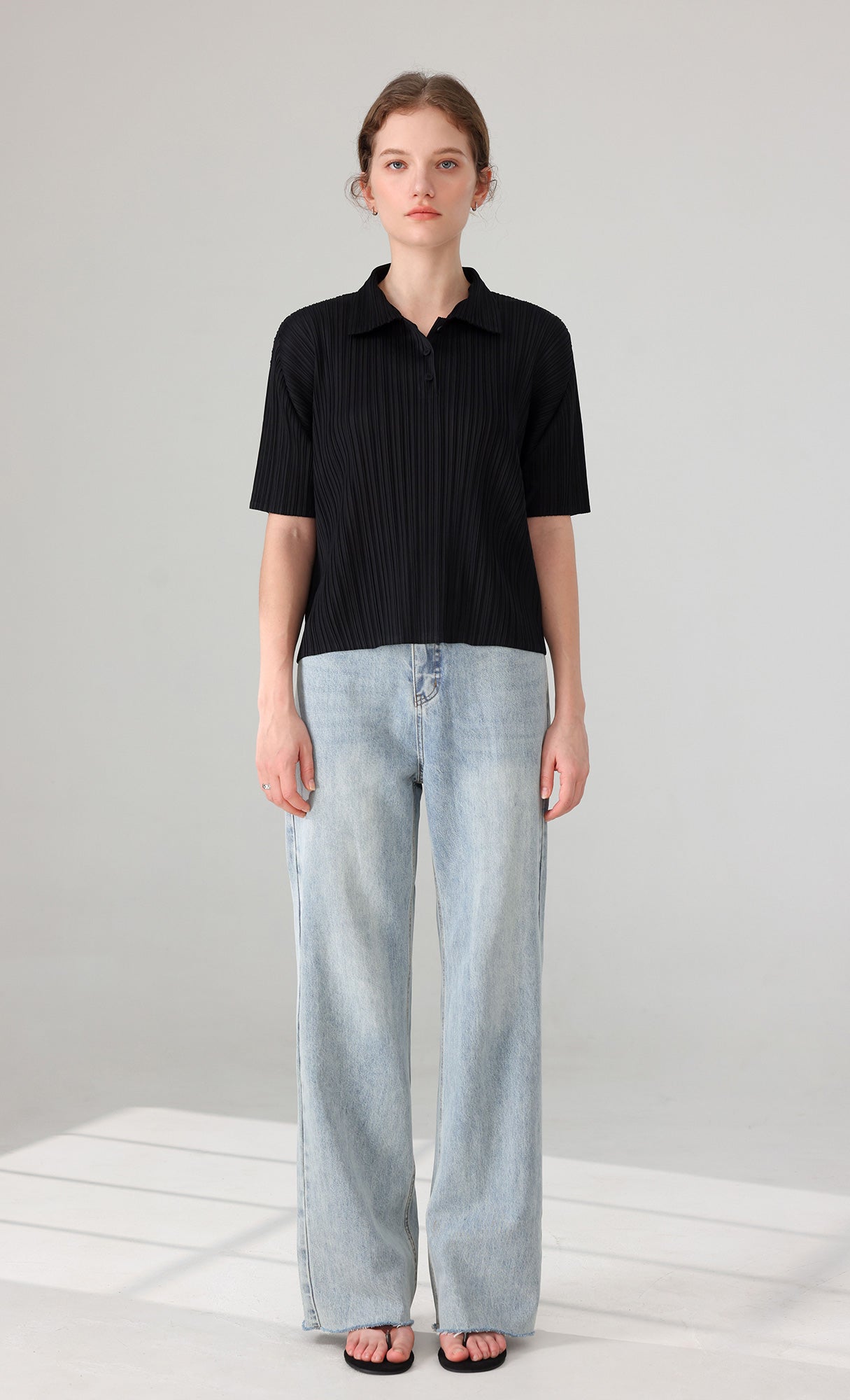 Essen Collard pleated Shirts_black