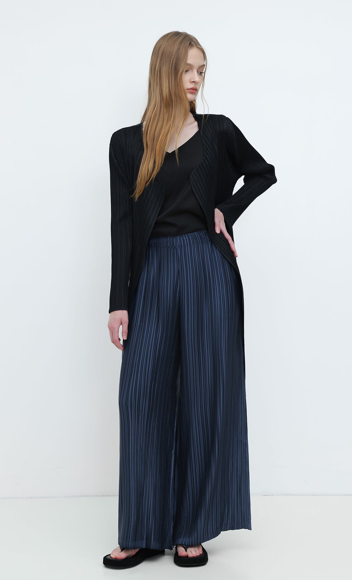 Core Satin Long Pants_Navy