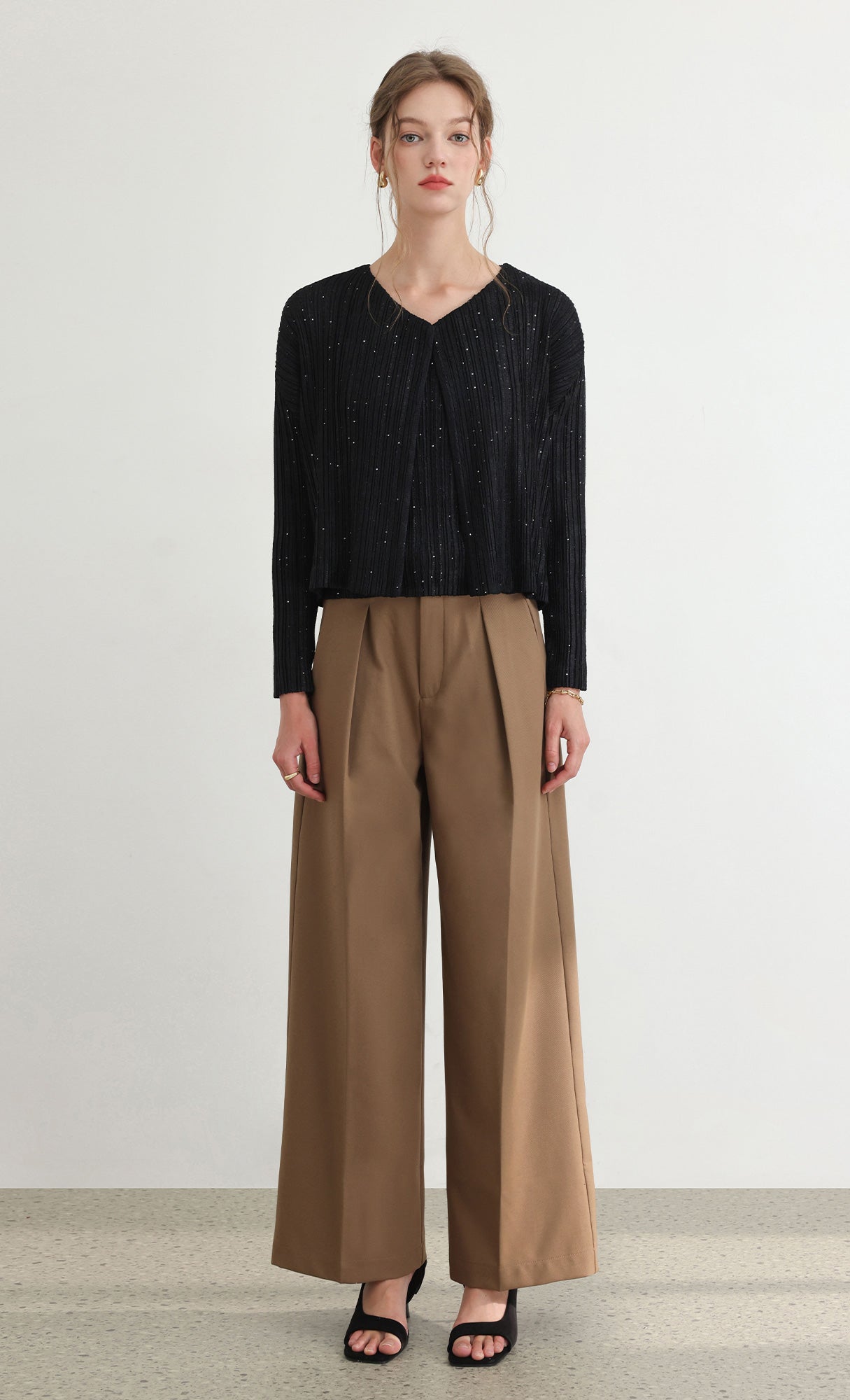 Tweed pleats cardigan_black