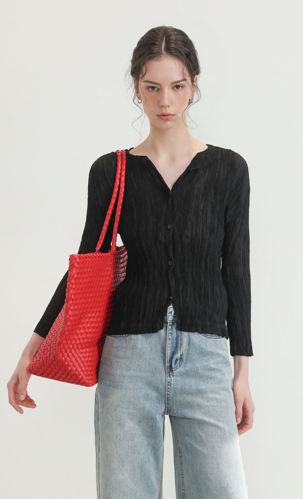 Ena weaving shopper bag_red