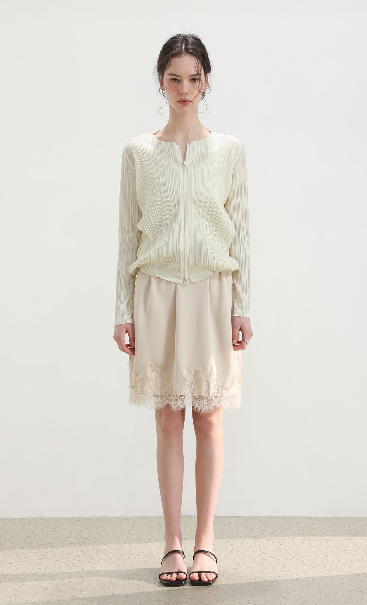 Lina pleated blouson jumper_ivory