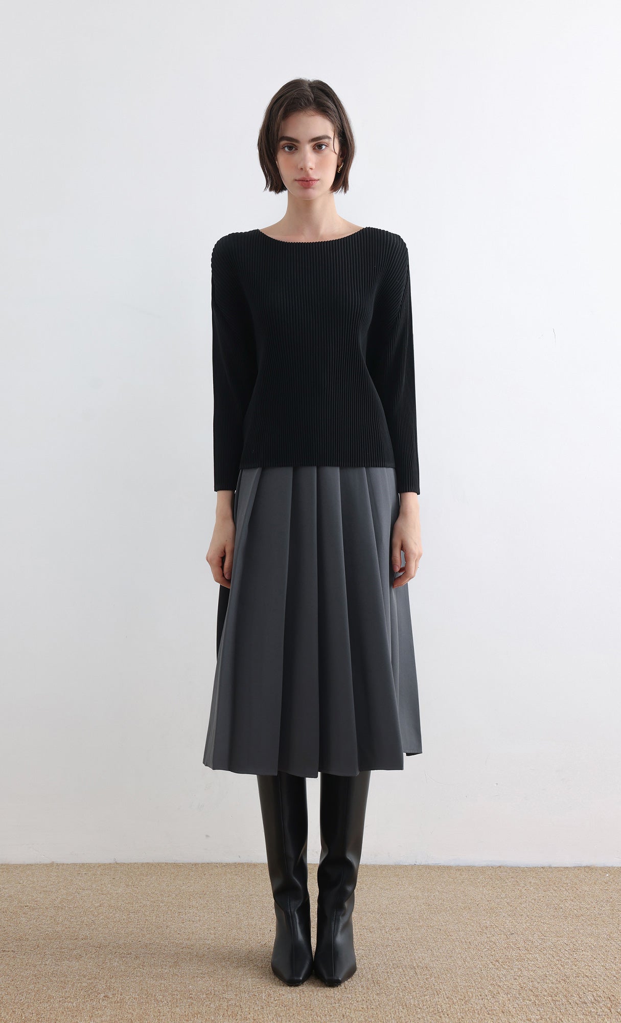 Rindy ray pleated Top_Black