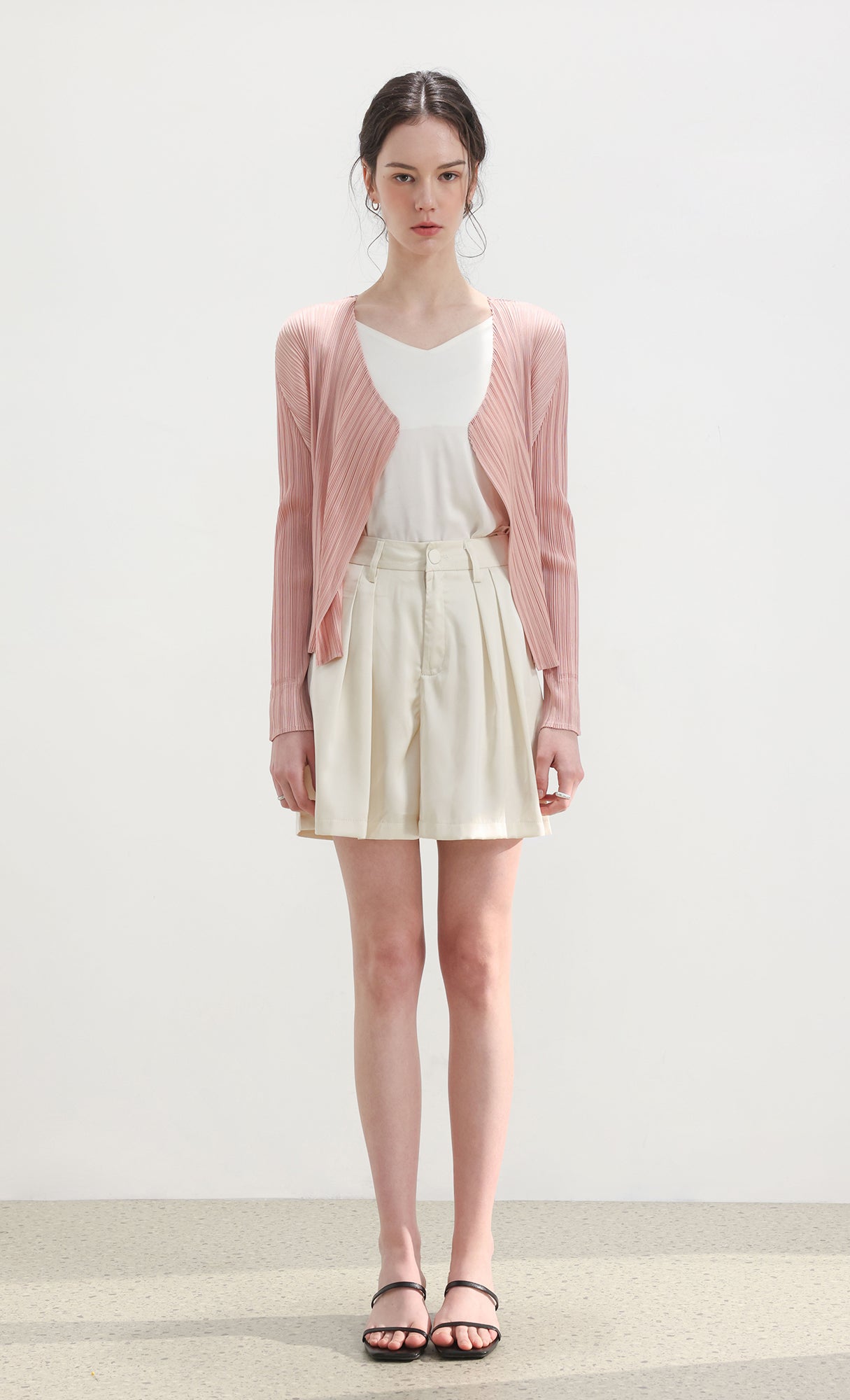 Pia pleated cardigan_pink