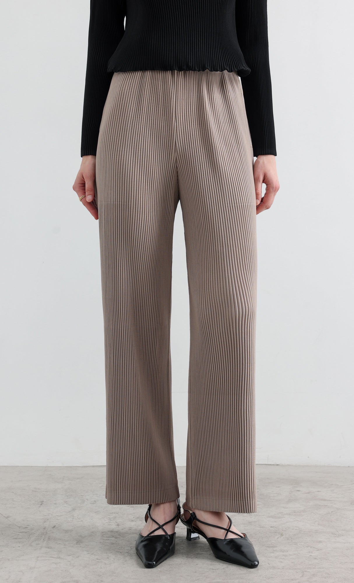 Essential Relaxed Pleated Pants_Beige