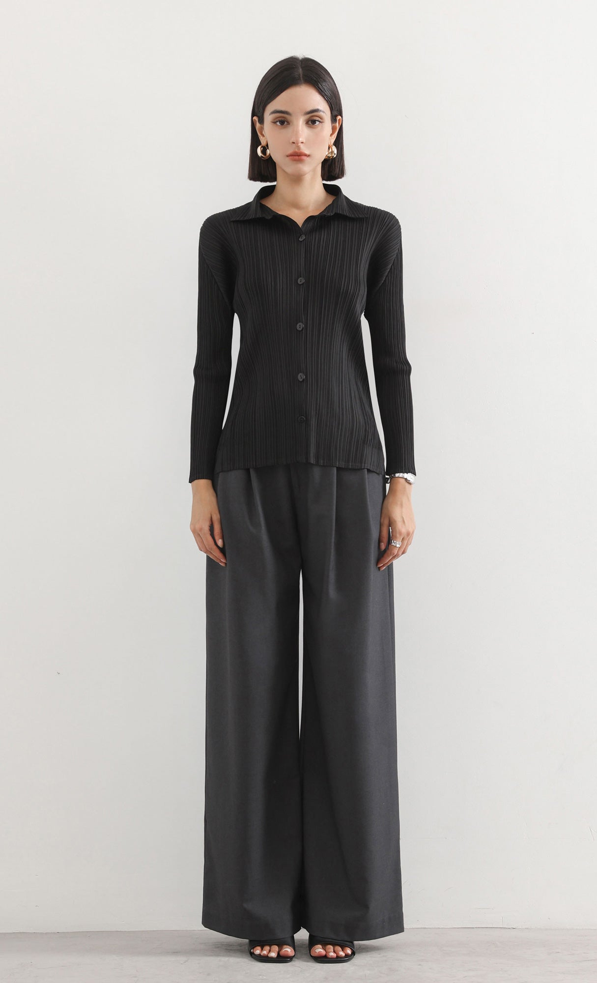 hush pleated shirts_black