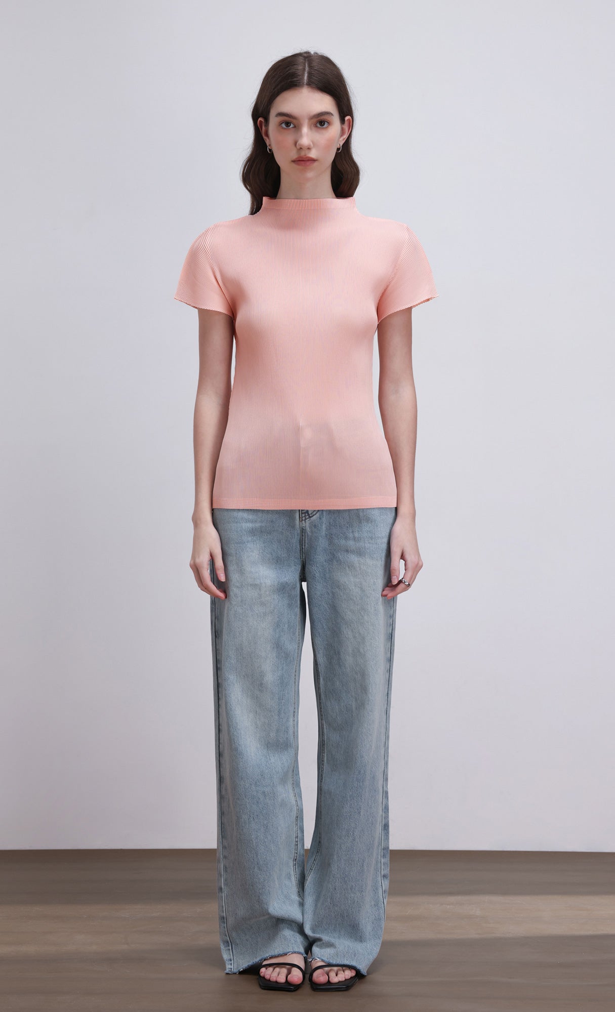 Lao pleated half neck top_pink