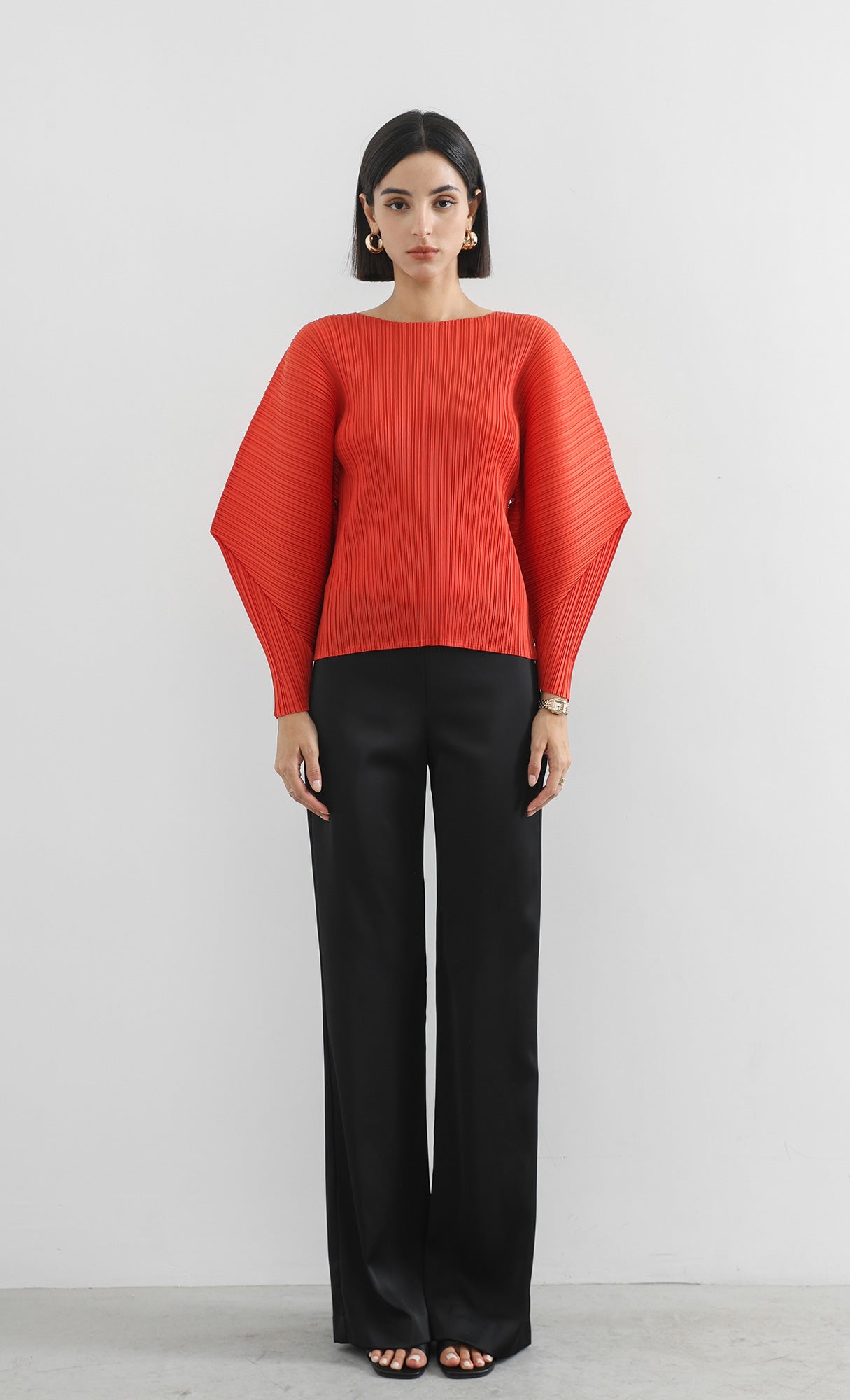 bloom pleated blouse_red