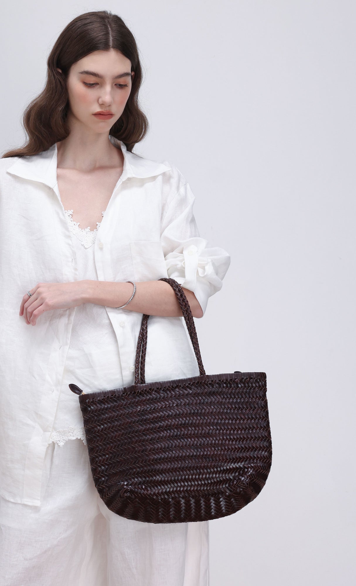 [Pouch SET] Kevin weaving leather shoulder bag_brown