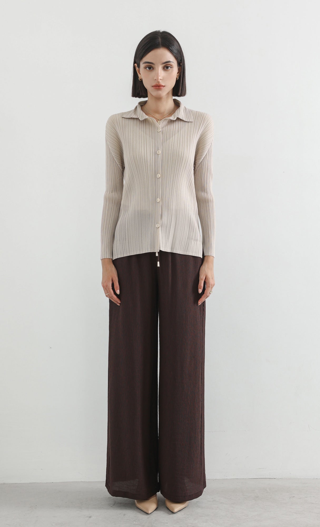hush pleated shirts_beige