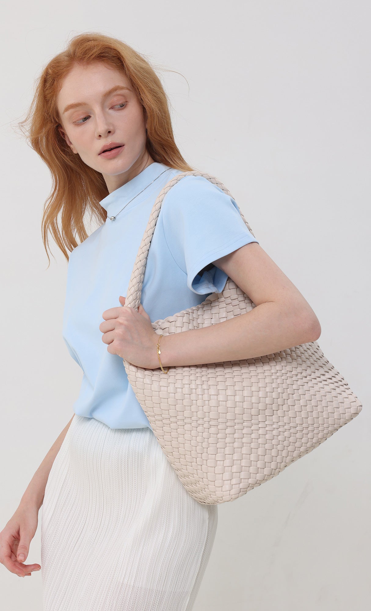 Color weaving hobo bag_ivory