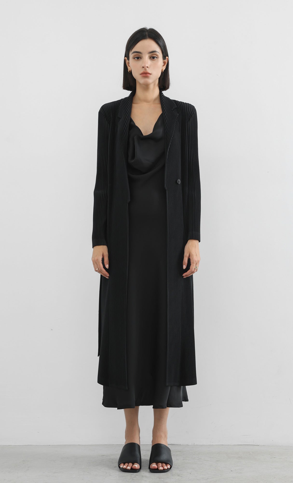 haze pleated belted trench_black