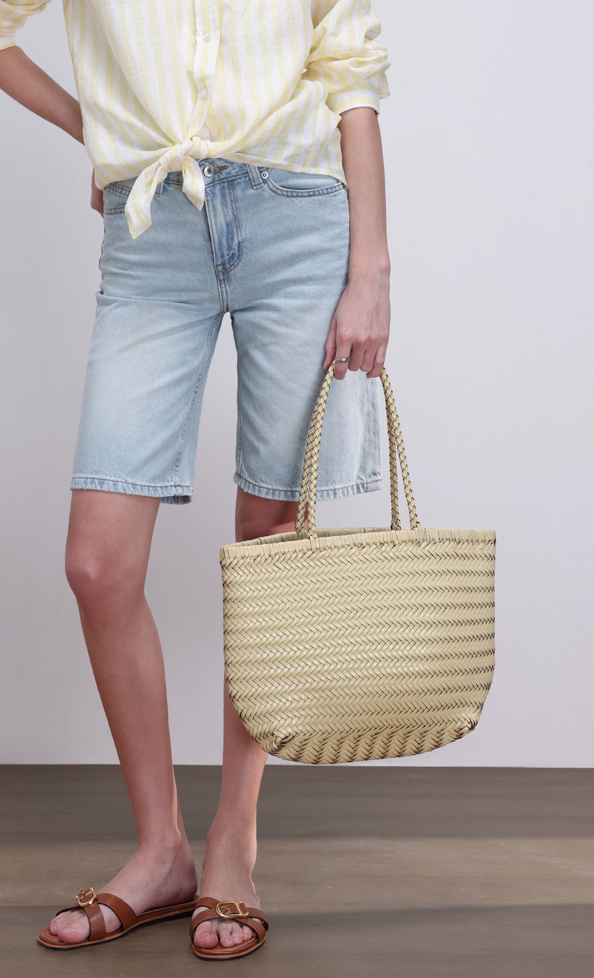 [Pouch SET] Kevin weaving leather shoulder bag_ivory