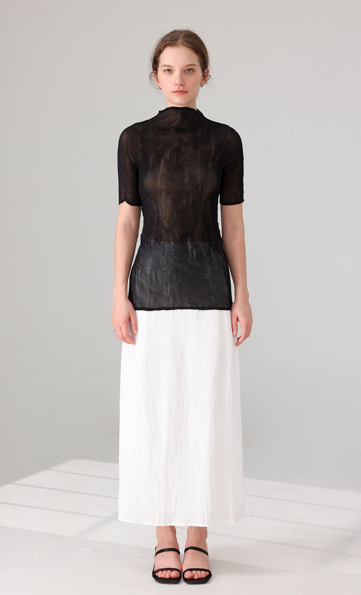 Roco crinkle pleated Top_black