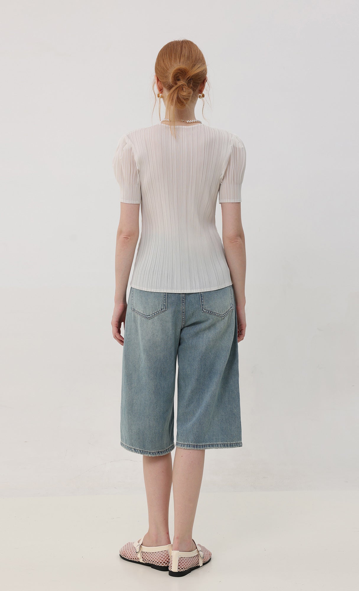 Mellow pleated half sleeve top_ivory