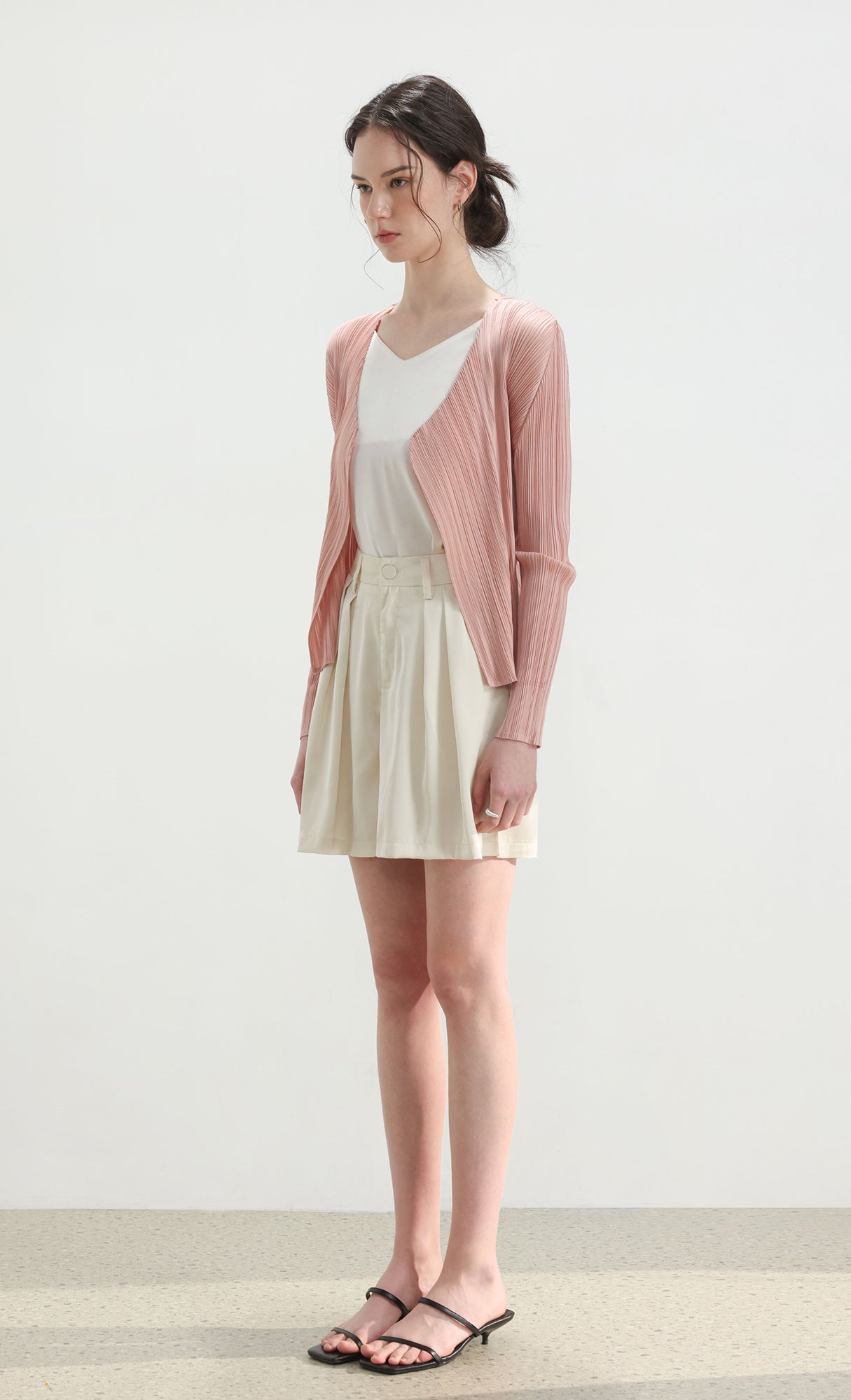 Pia pleated cardigan_pink