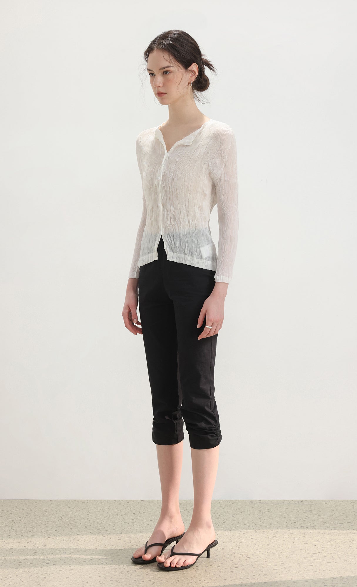 Wane crinkle pleated shirt_ivory