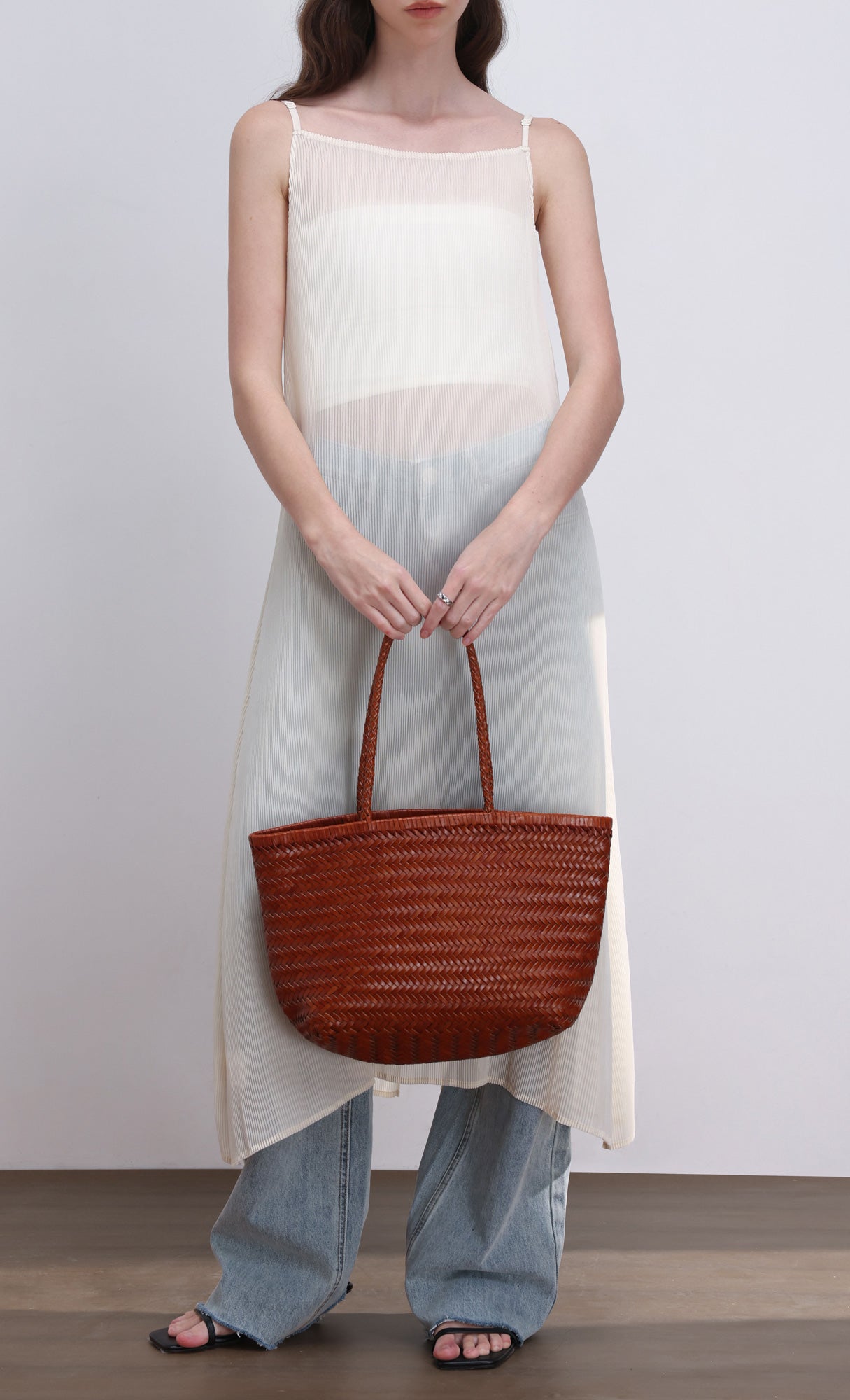 [Pouch SET] Kevin weaving leather shoulder bag_camel
