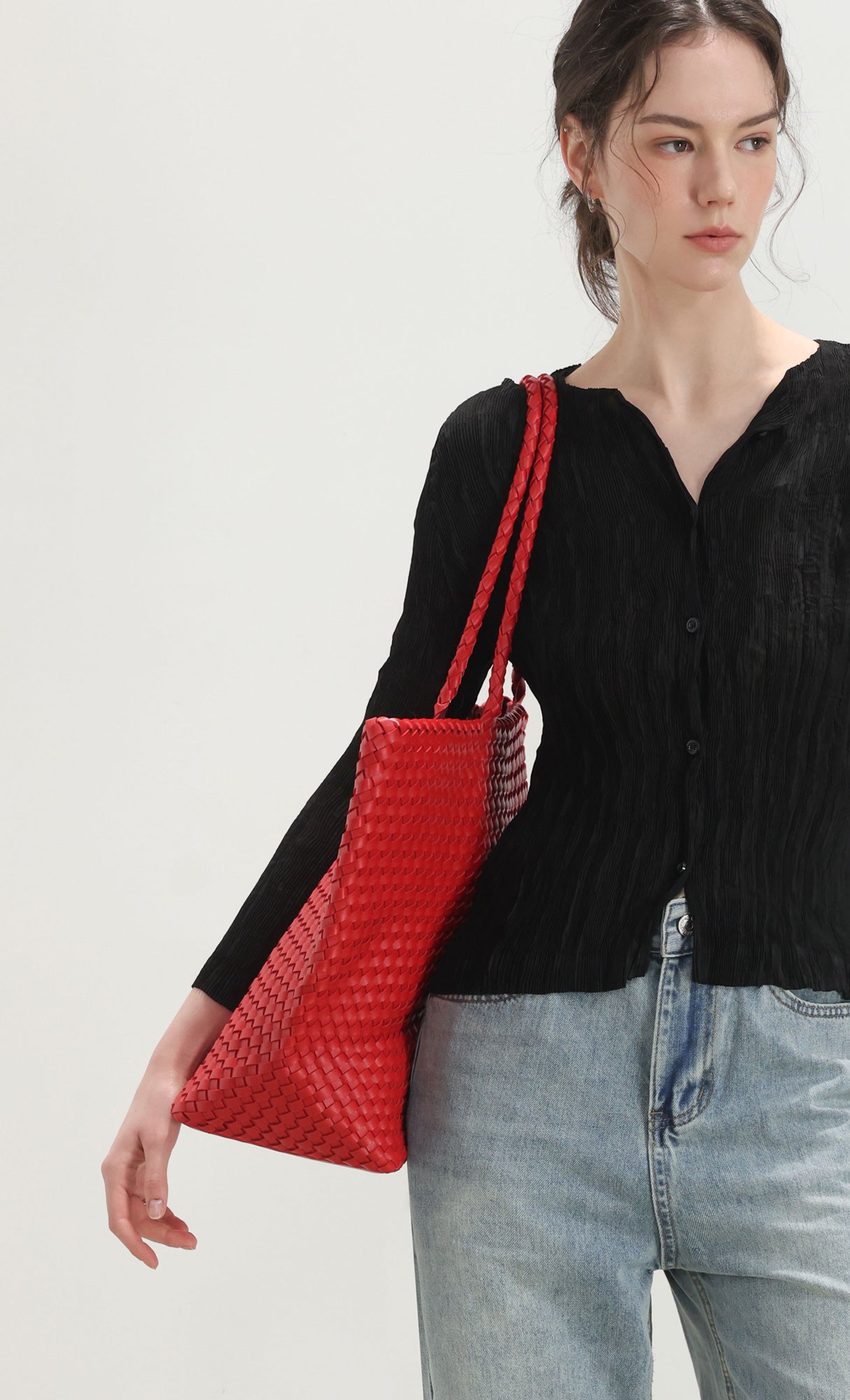 Ena weaving shopper bag_red