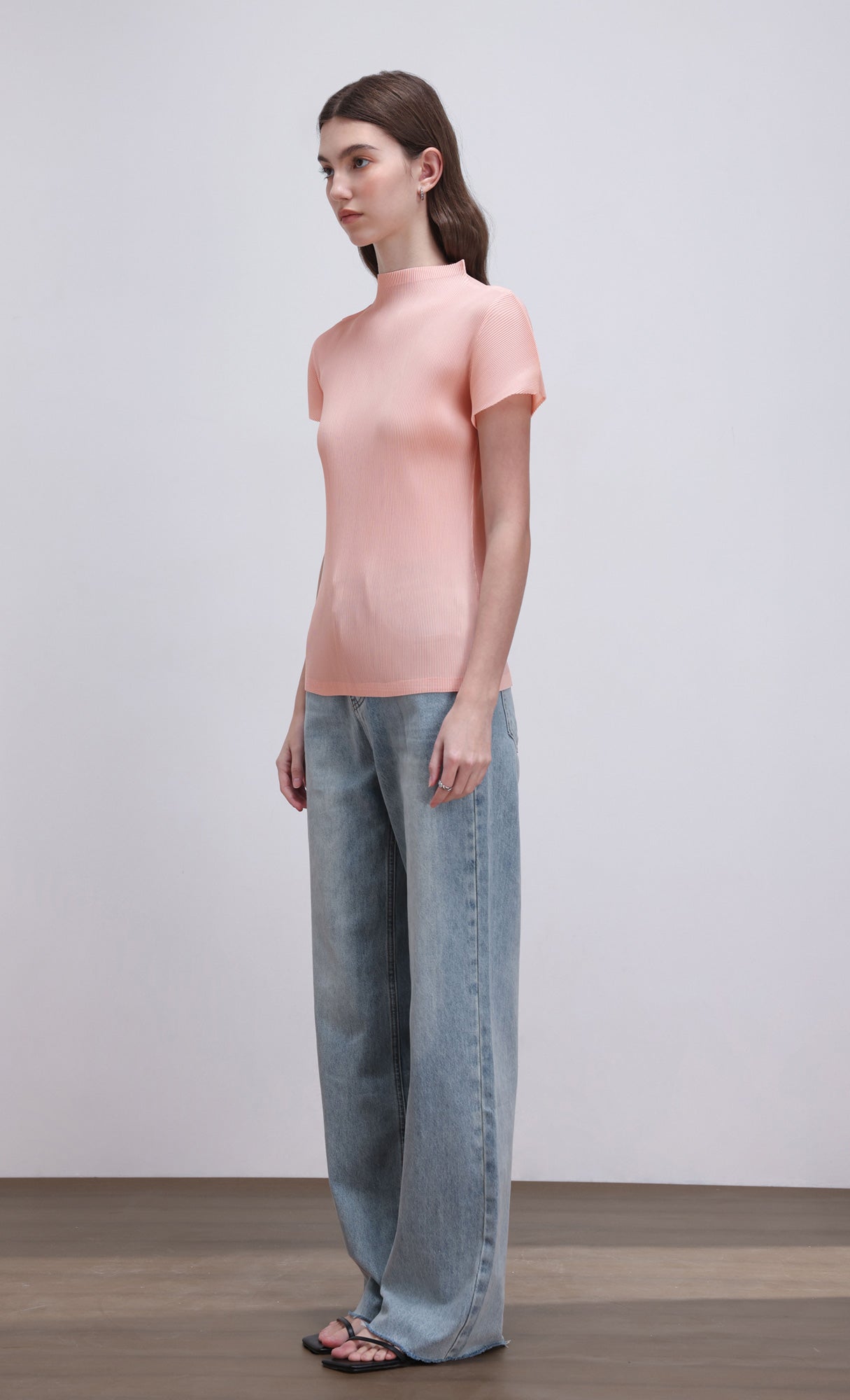 Lao pleated half neck top_pink