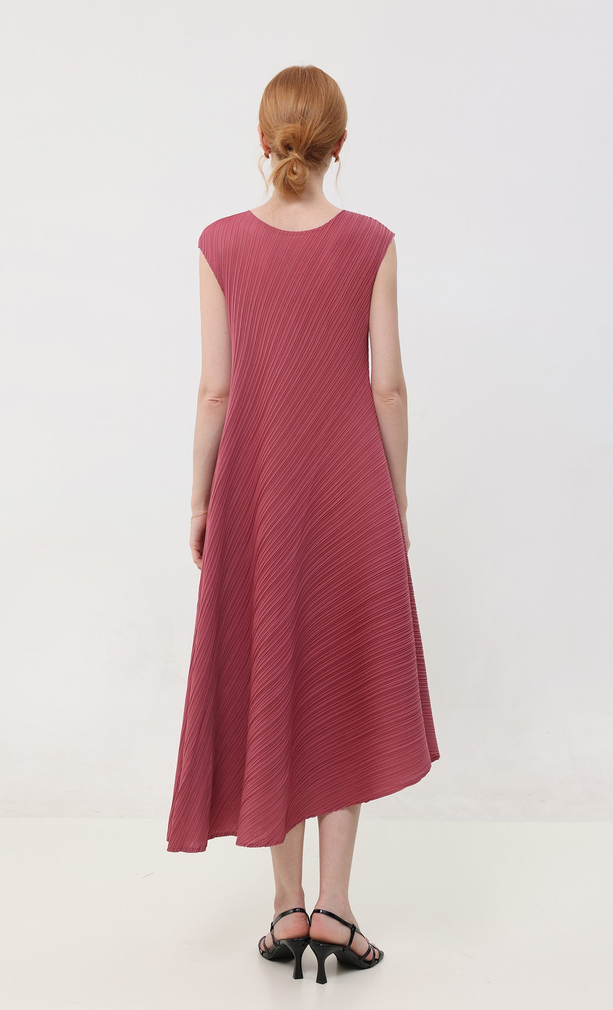 Rosy flare pleated dress_indipink