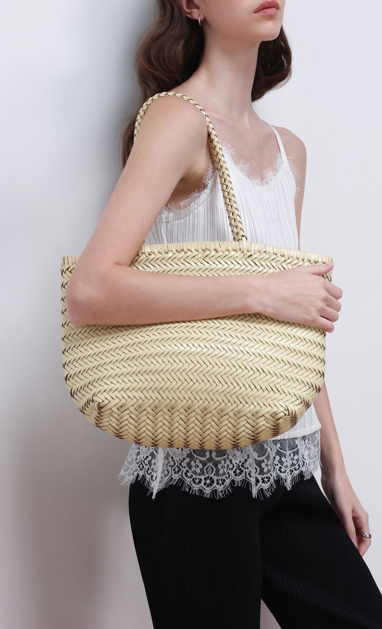 [Pouch SET] Kevin weaving leather shoulder bag_ivory