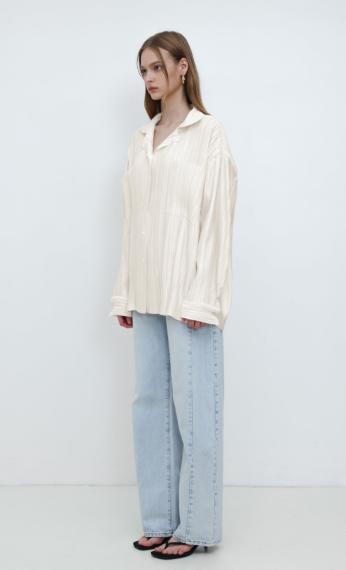Core Satin Relaxed Shirt_Ivory