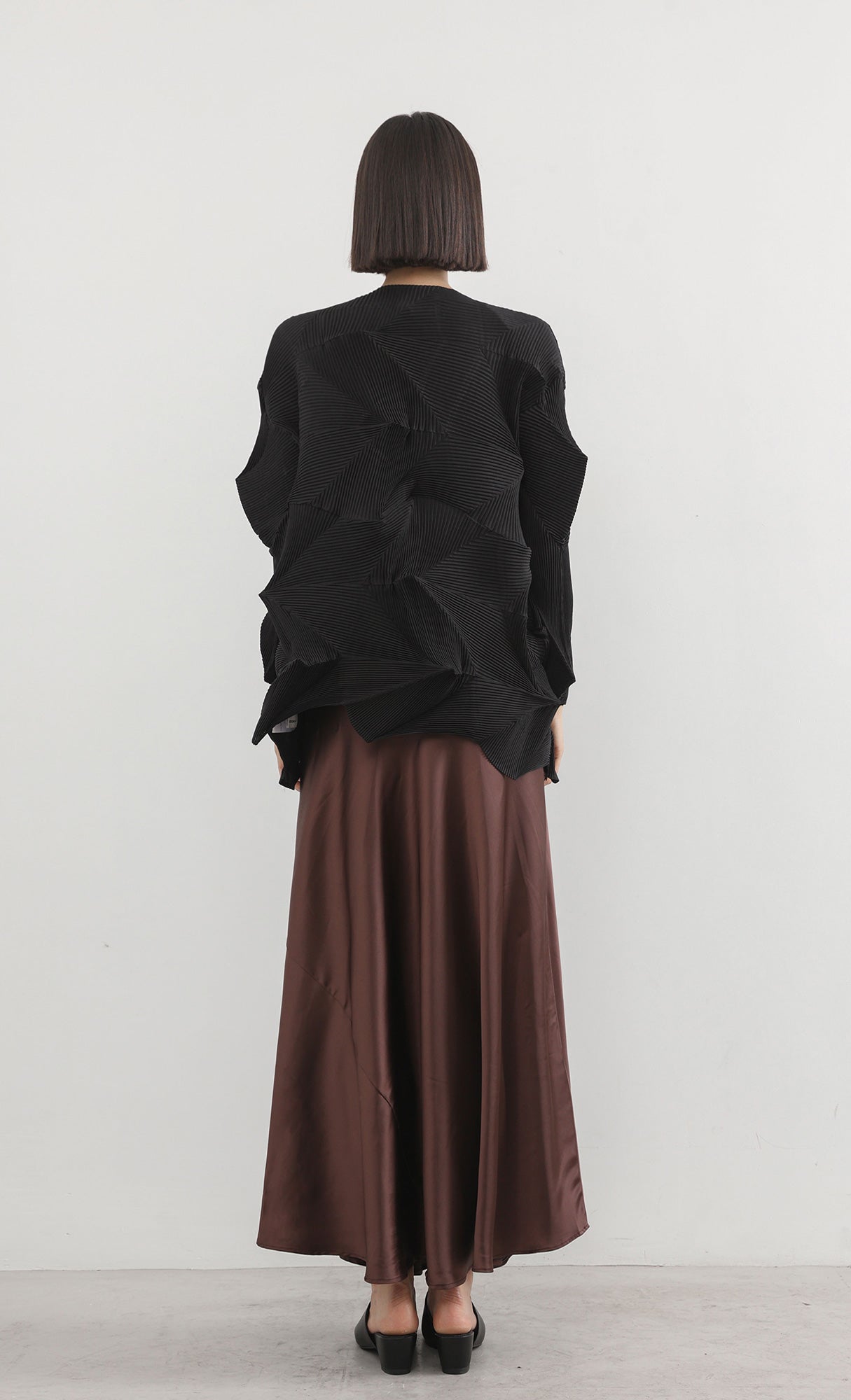 geo pleated jacket cardigan_black