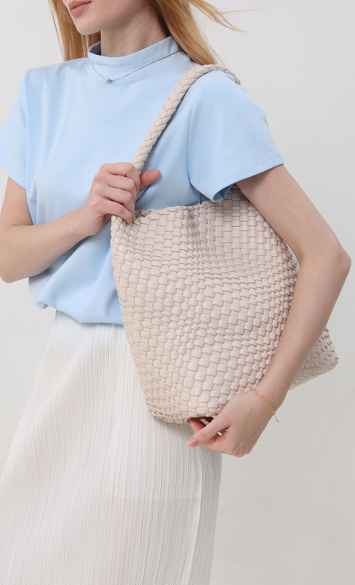 Color weaving hobo bag_ivory