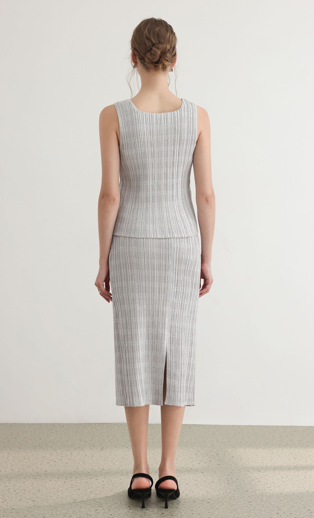 Tweed pleats top_grey