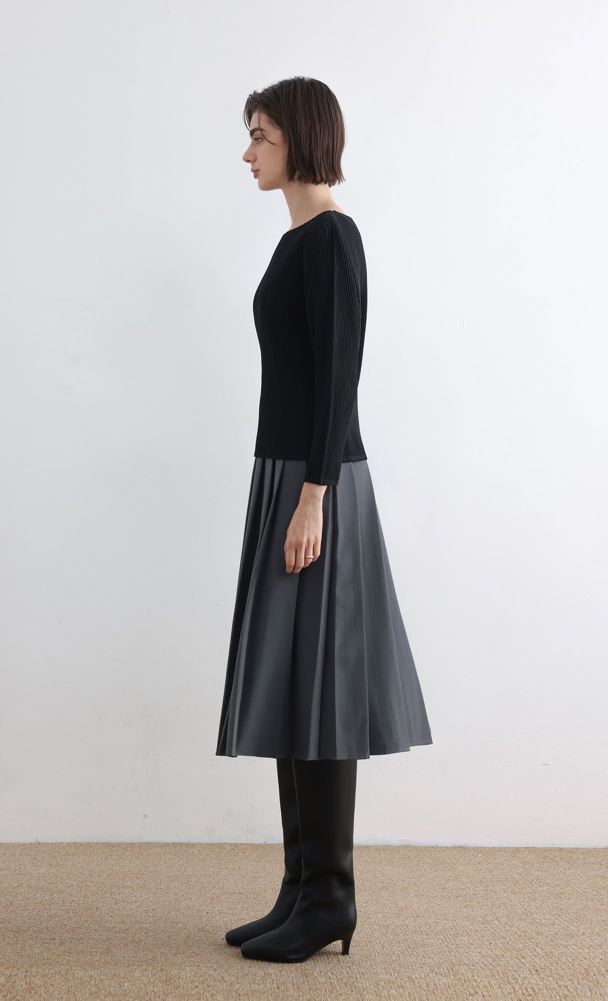 Rindy ray pleated Top_Black