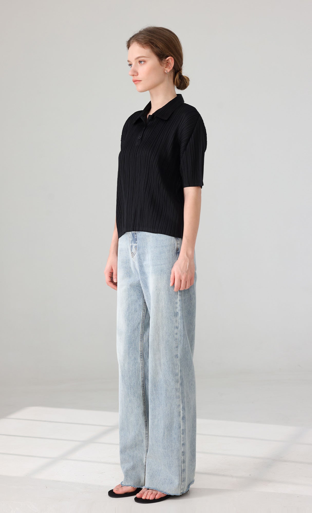 Essen Collard pleated Shirts_black