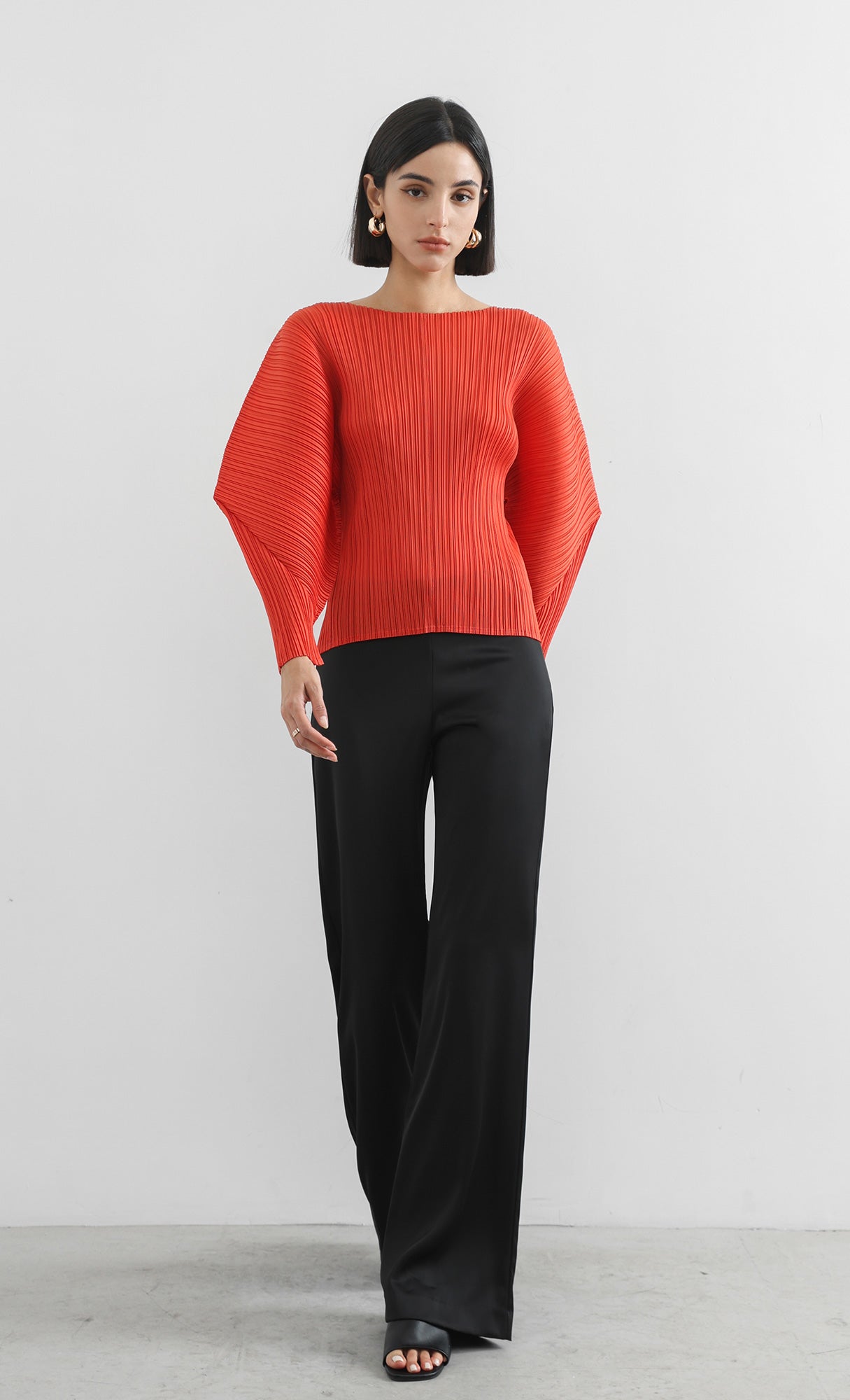 bloom pleated blouse_red