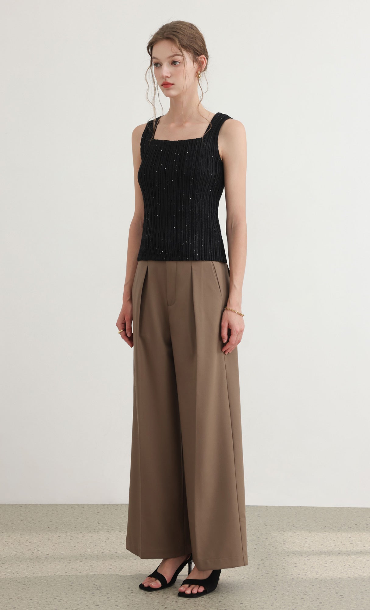 Tweed pleats top_black