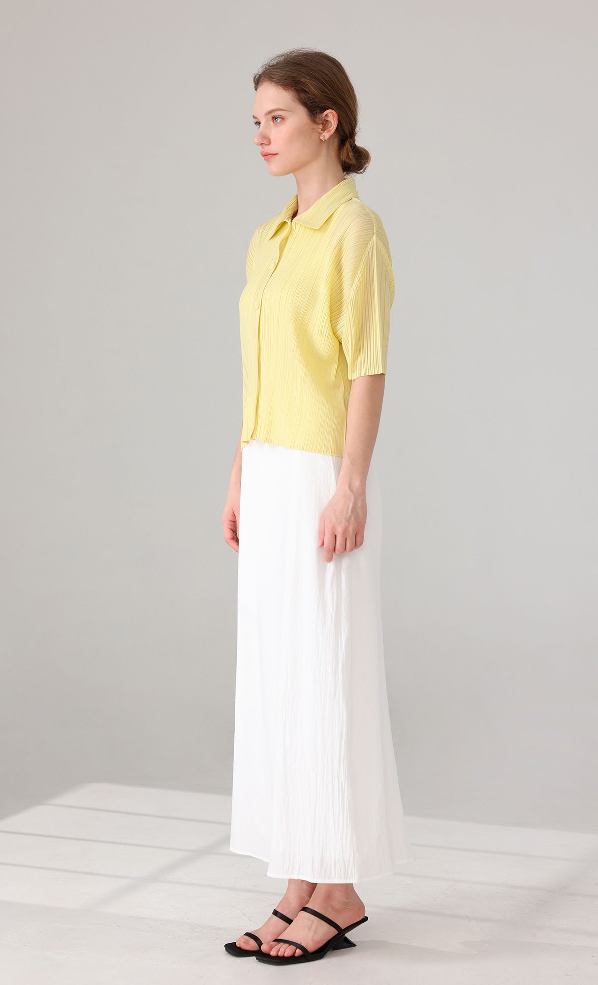 Palette collard pleated shirts_yellow