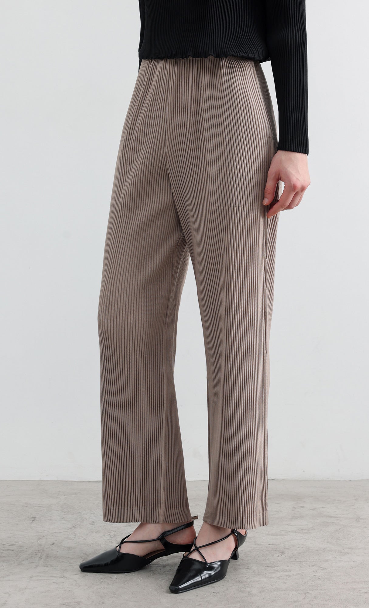 Essential Relaxed Pleated Pants_Beige