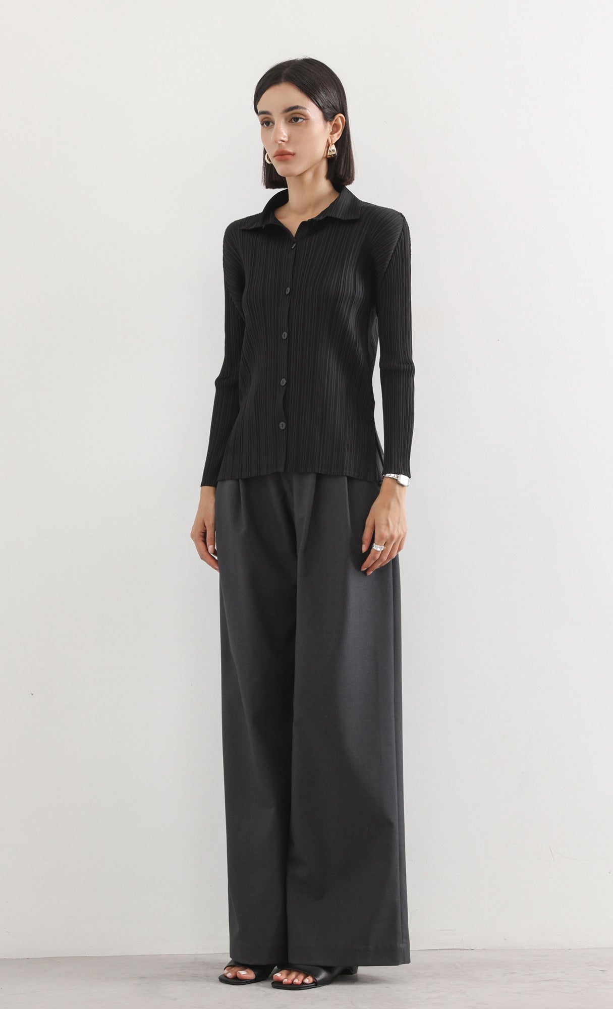 hush pleated shirts_black