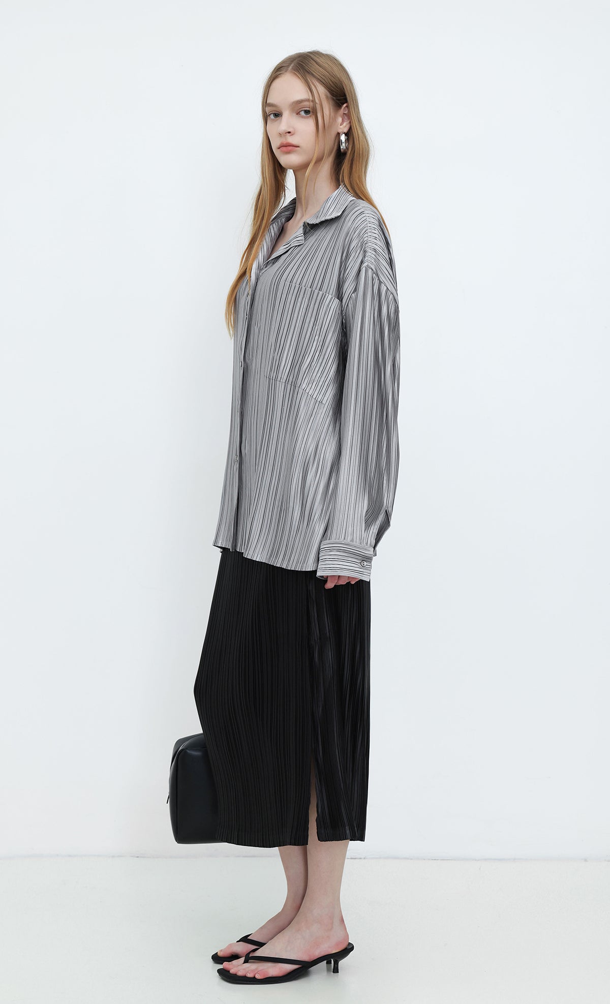 Core Satin Relaxed Shirt_Grey