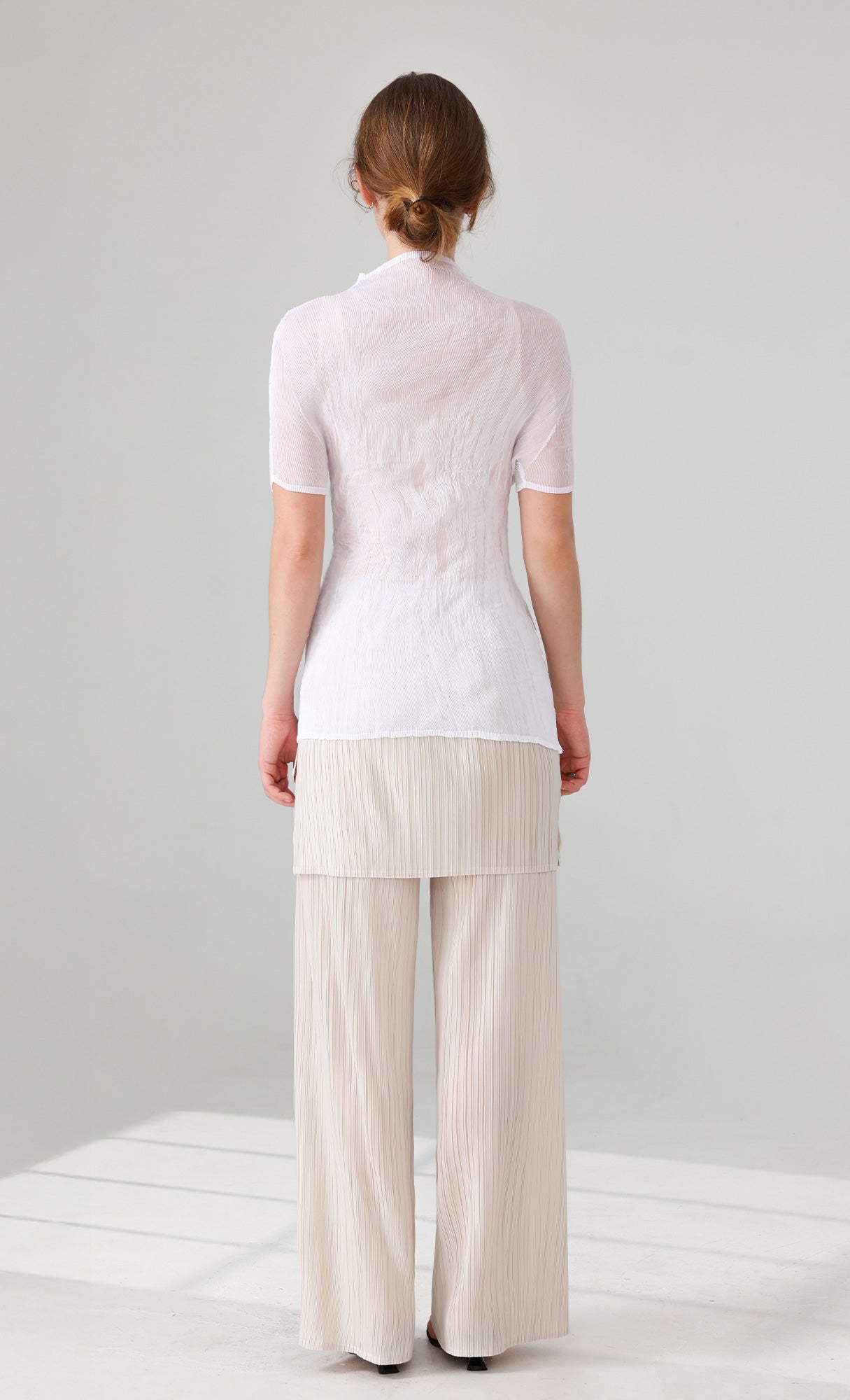 Roco crinkle pleated Top_white