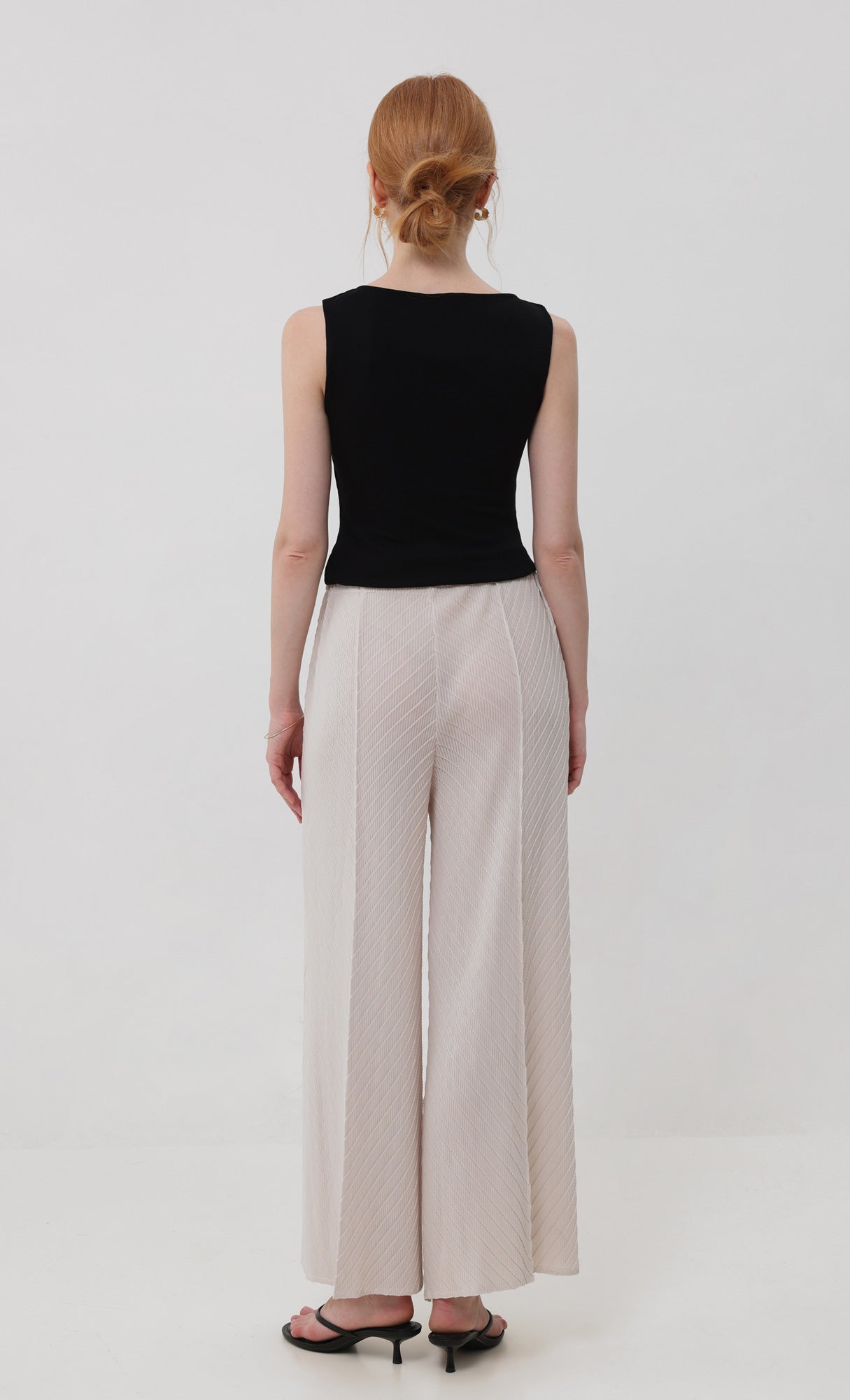 Flow pleated wide leg pants_lightbeige