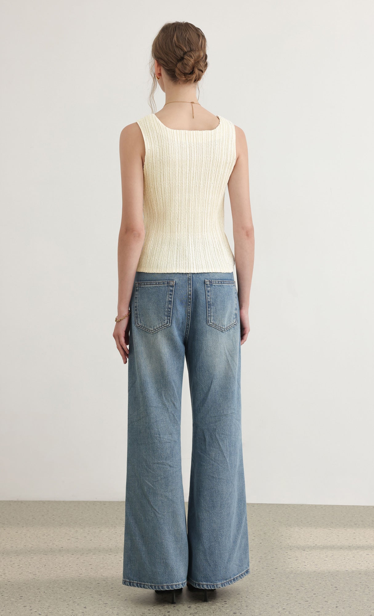 Tweed pleats top_ivory