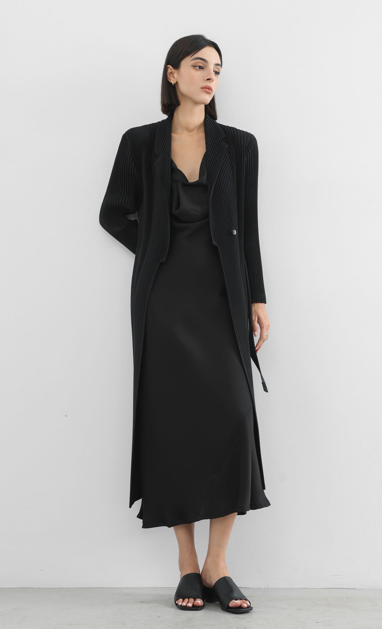 haze pleated belted trench_black