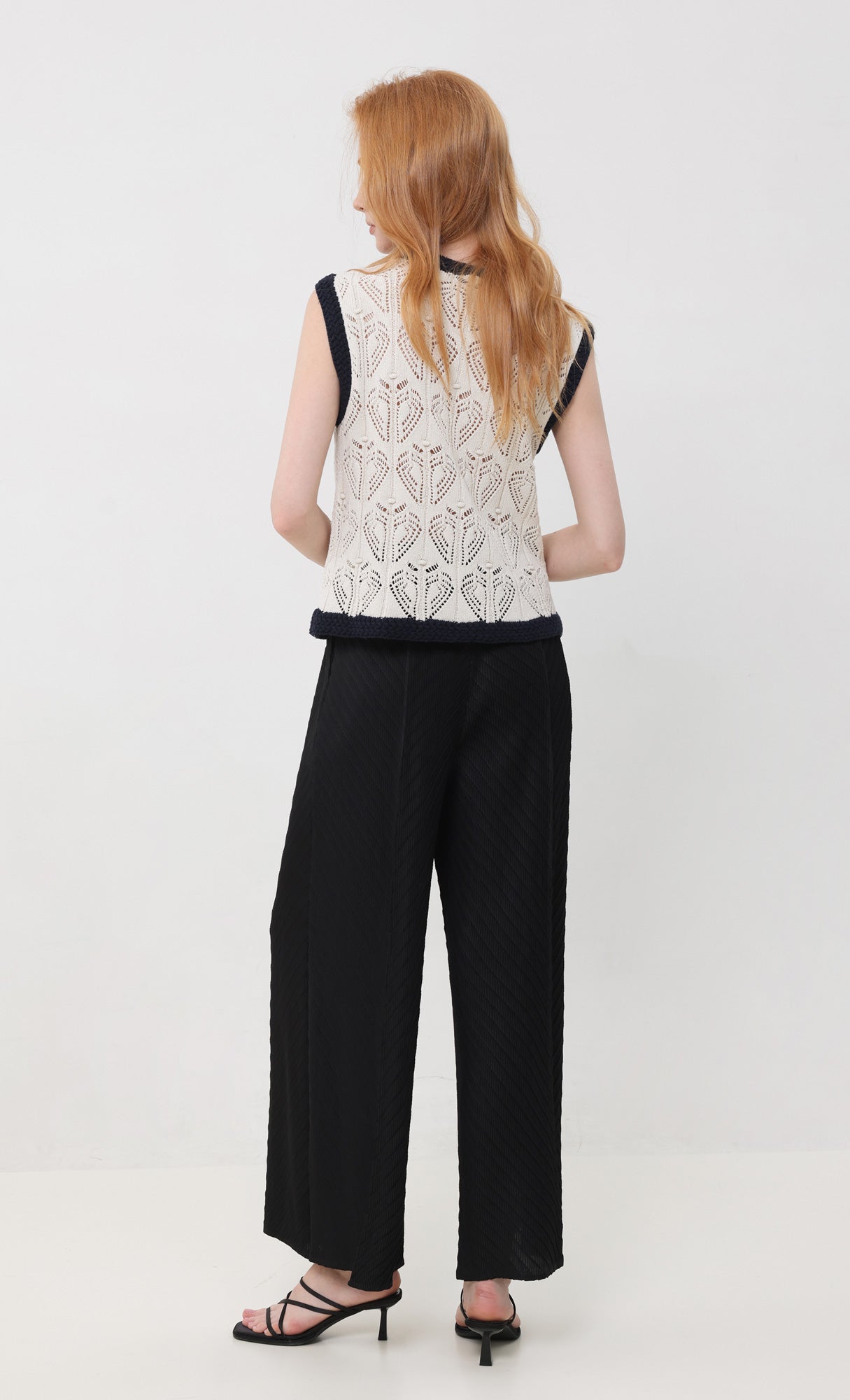 Flow pleated wide leg pants_black