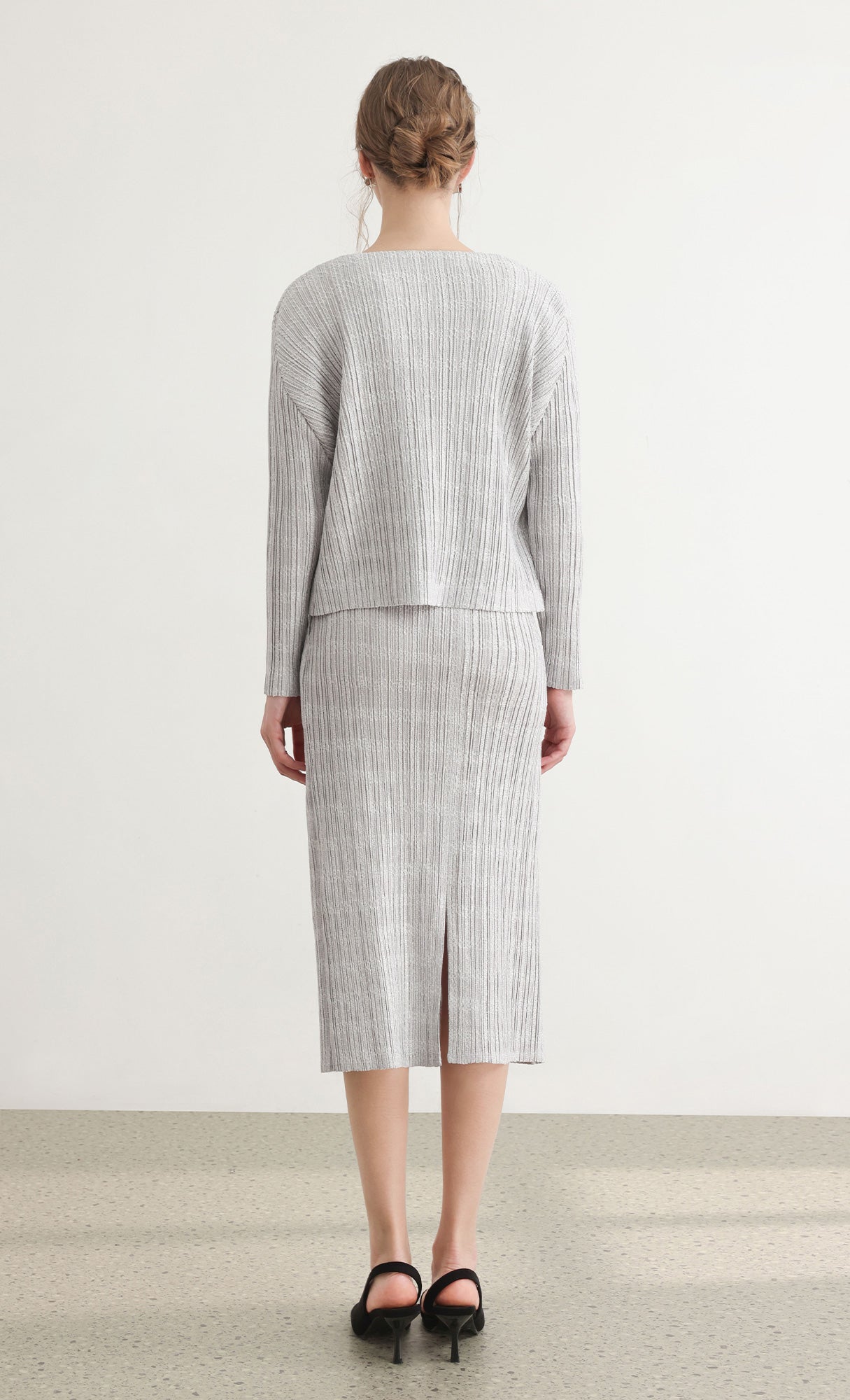 Tweed pleats cardigan_grey