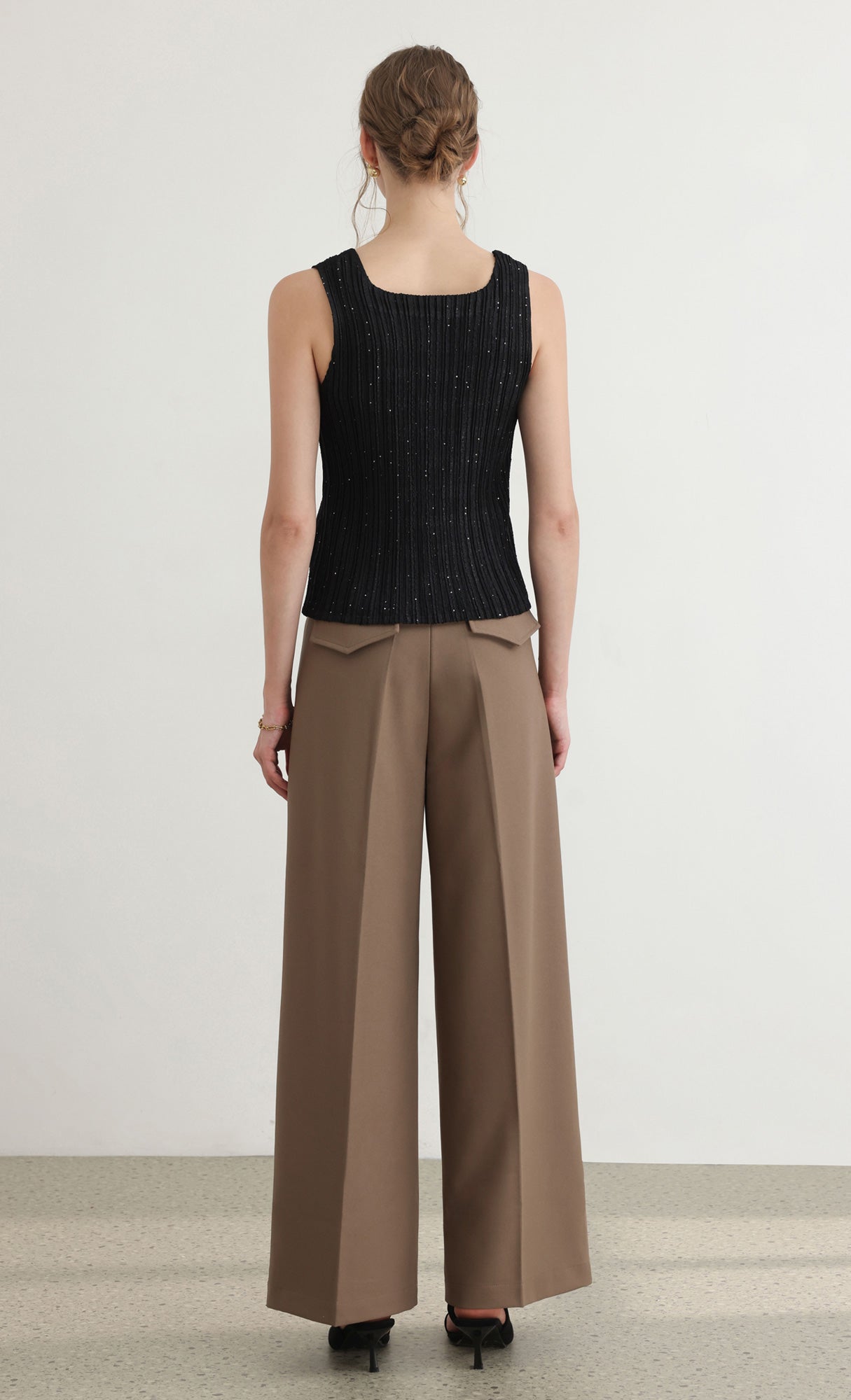 Tweed pleats top_black