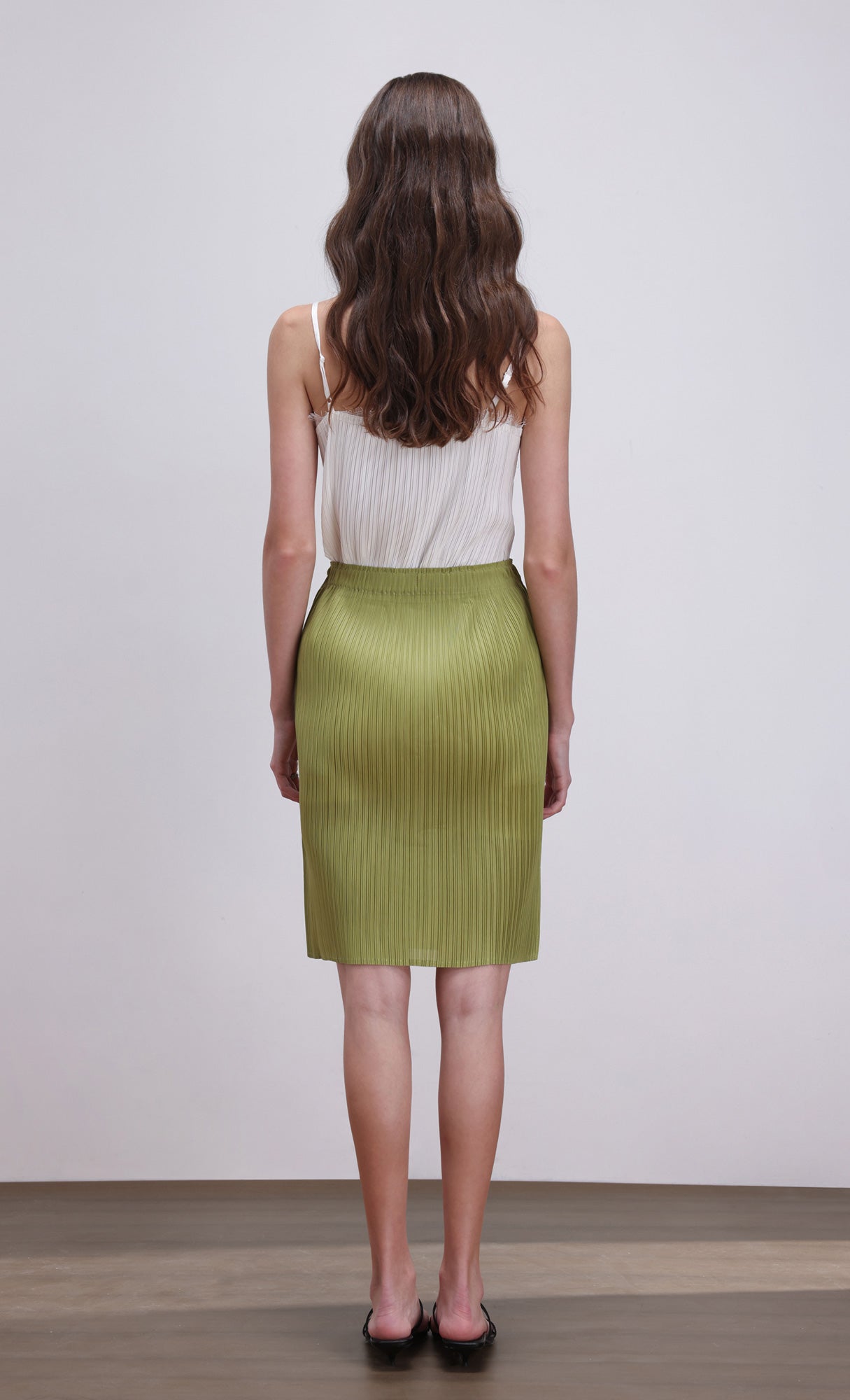 Dara pleated midi skirt_green