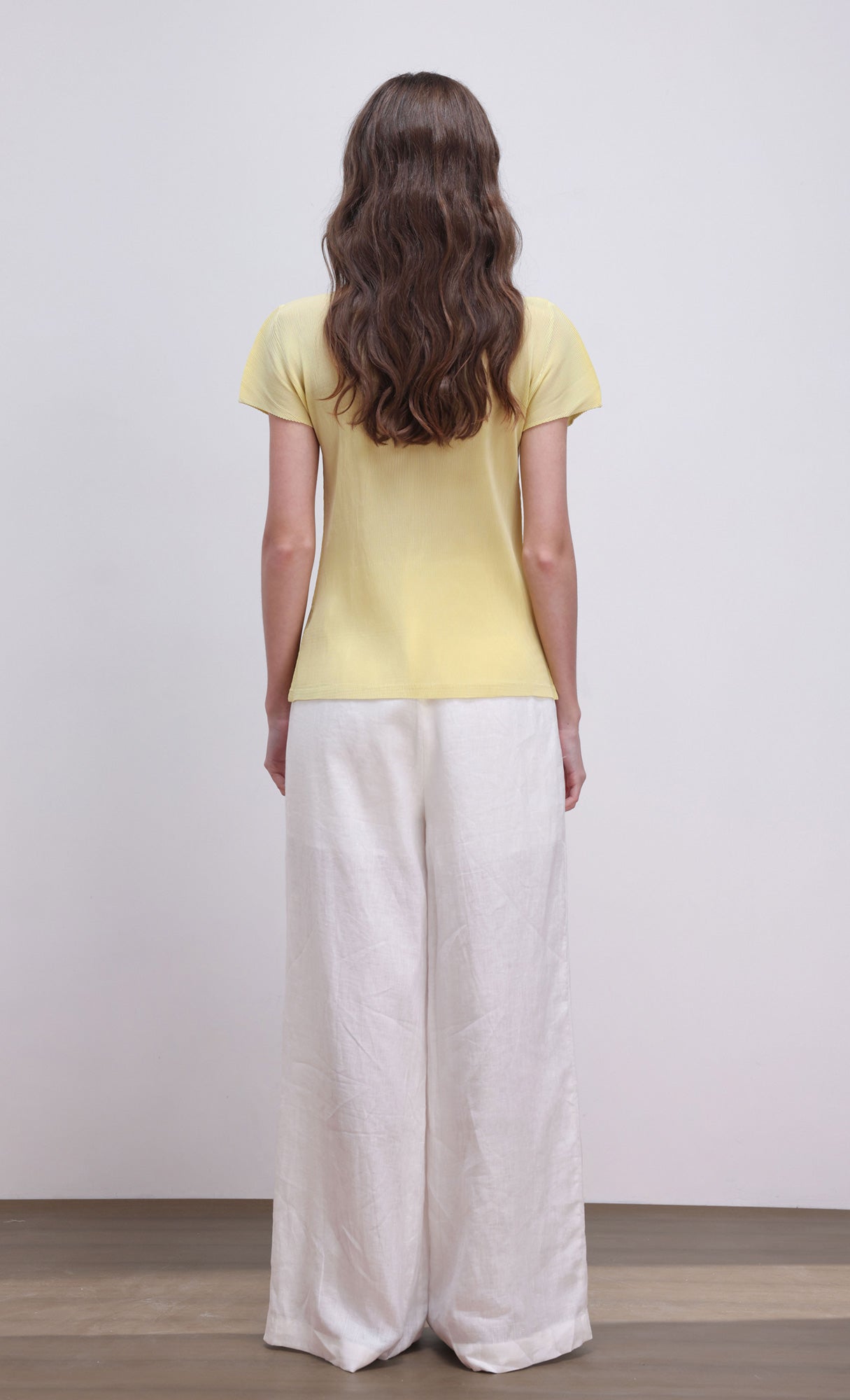 Lao pleated half neck top_yellow