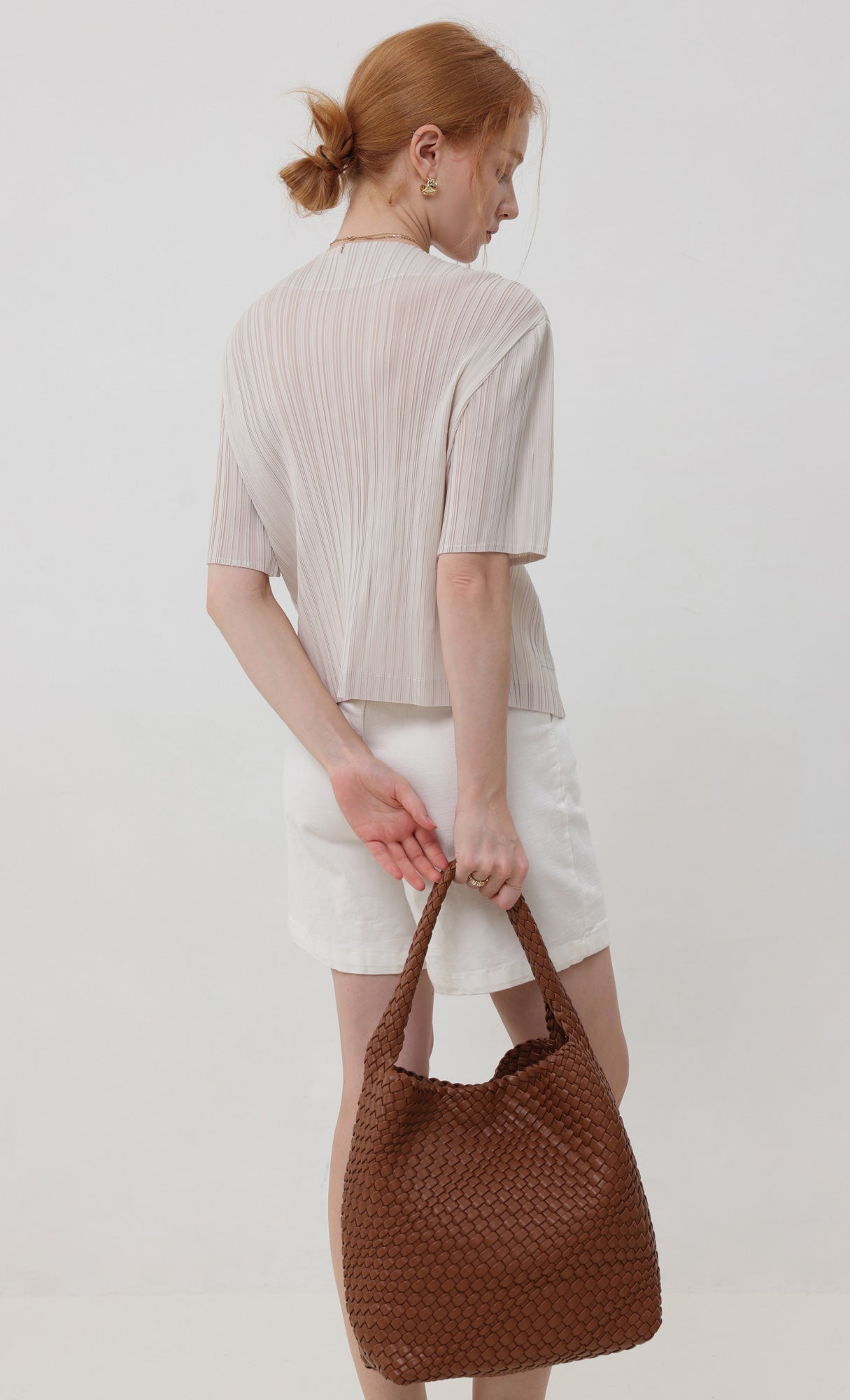 Color weaving hobo bag_camelbeige
