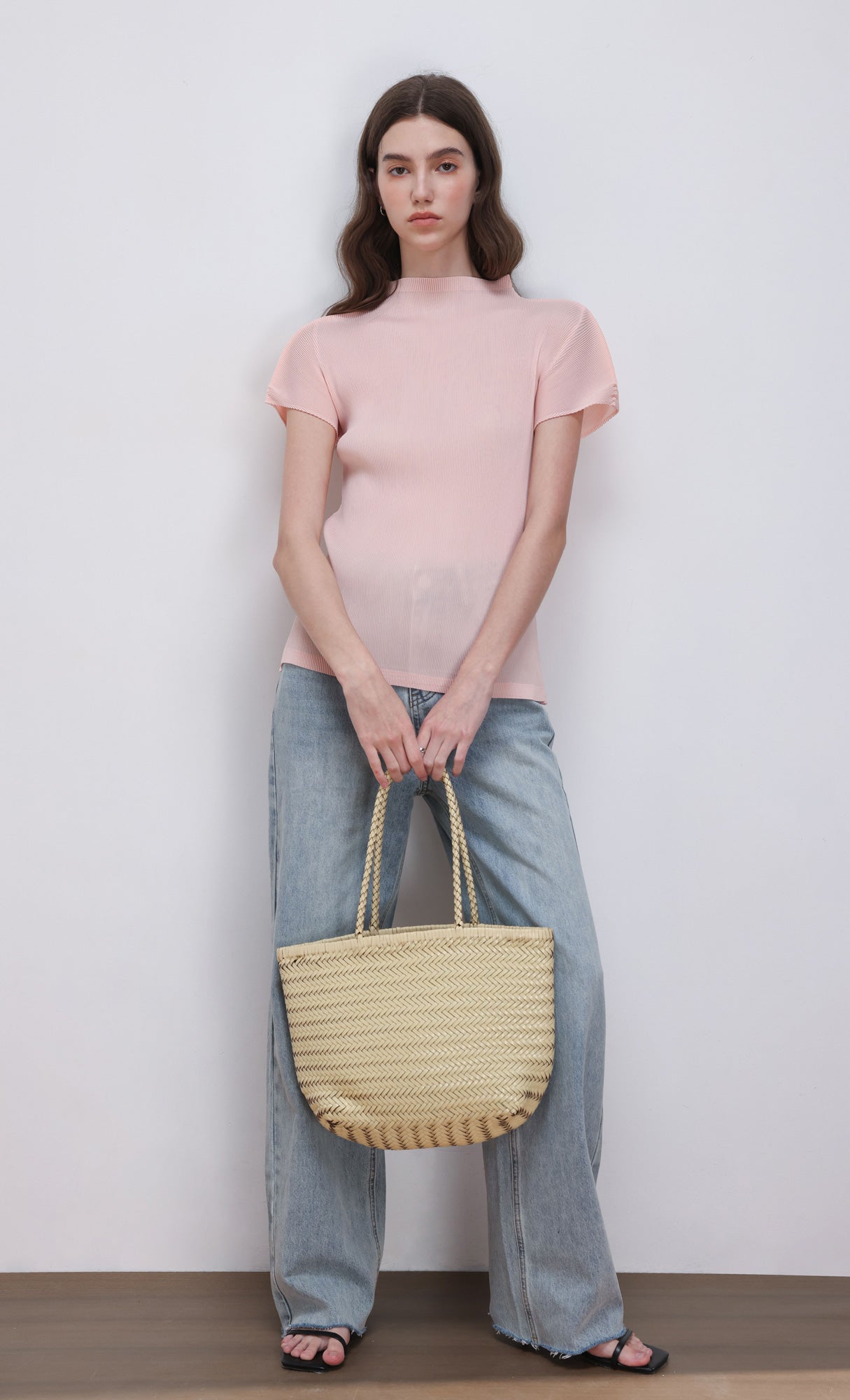 [Pouch SET] Kevin weaving leather shoulder bag_ivory